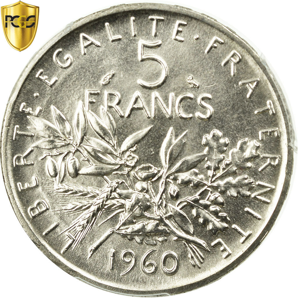 Coin, France, Semeuse, 5 Francs, 1960, Paris, PCGS, MS66, Silver, KM:926