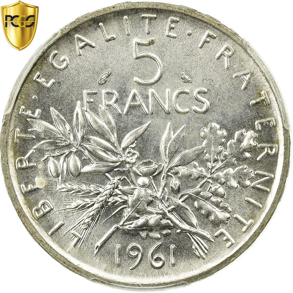 Monnaie, France, Semeuse, 5 Francs, 1961, Paris, PCGS, MS65, Argent, KM:926