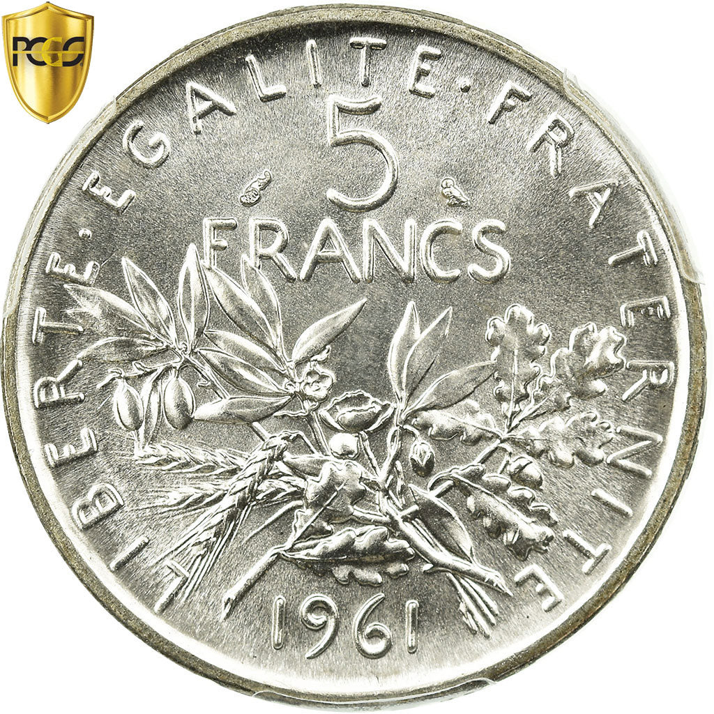 Coin, France, Semeuse, 5 Francs, 1961, Paris, PCGS, MS65, Silver, KM:926