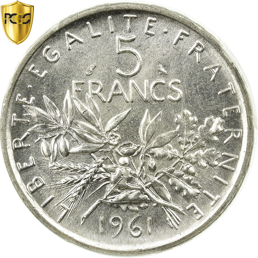 Coin, France, Semeuse, 5 Francs, 1961, Paris, PCGS, MS66, Silver, KM:926