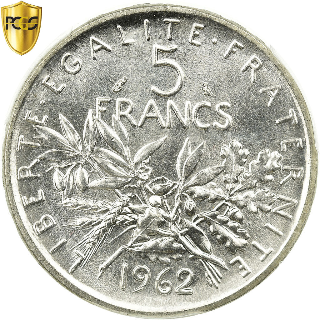 Coin, France, Semeuse, 5 Francs, 1962, Paris, PCGS, MS65, Silver, KM:926