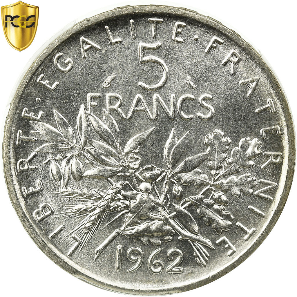 Coin, France, Semeuse, 5 Francs, 1962, Paris, PCGS, MS65, Silver, KM:926