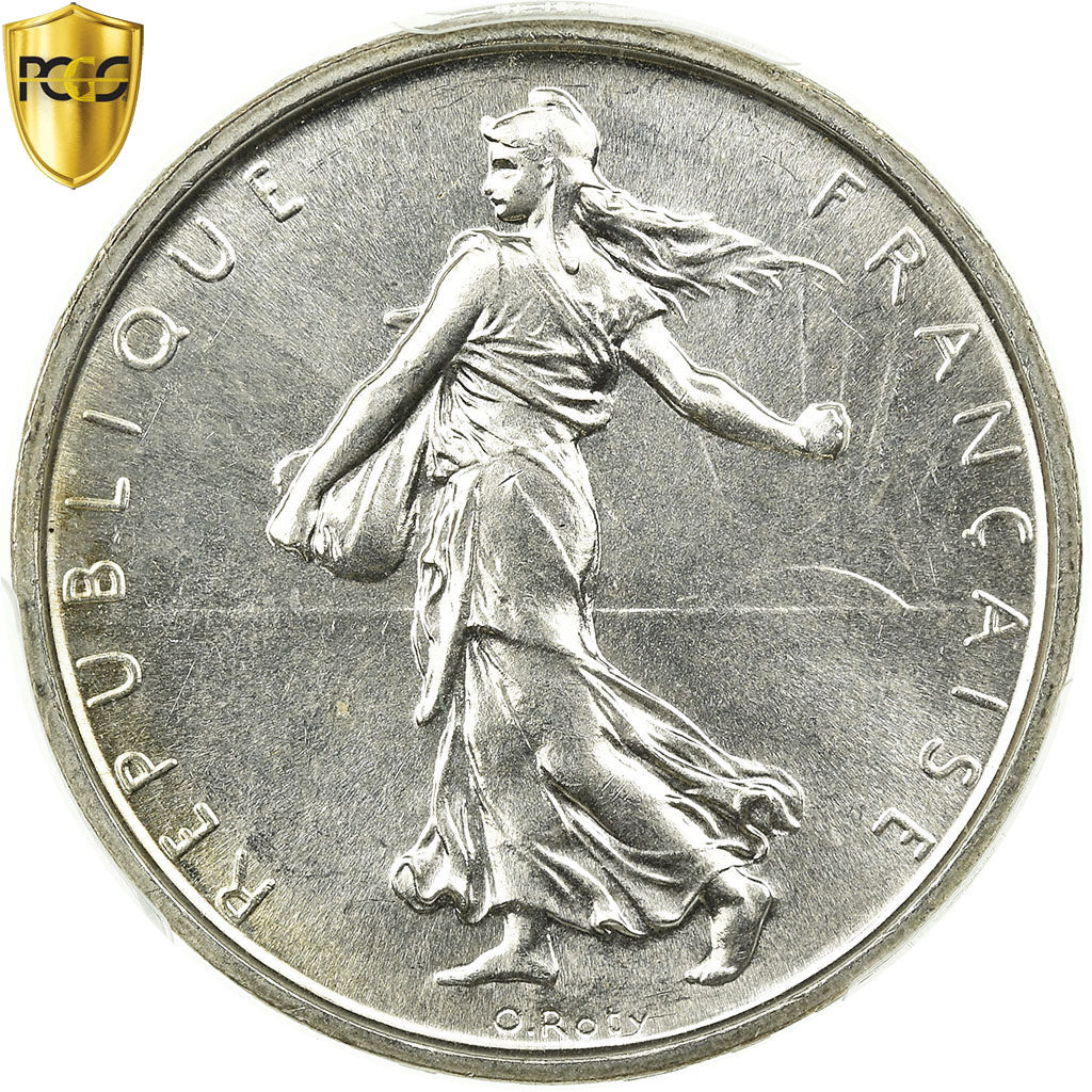 Monnaie, France, Semeuse, 5 Francs, 1962, Paris, PCGS, MS66, Argent