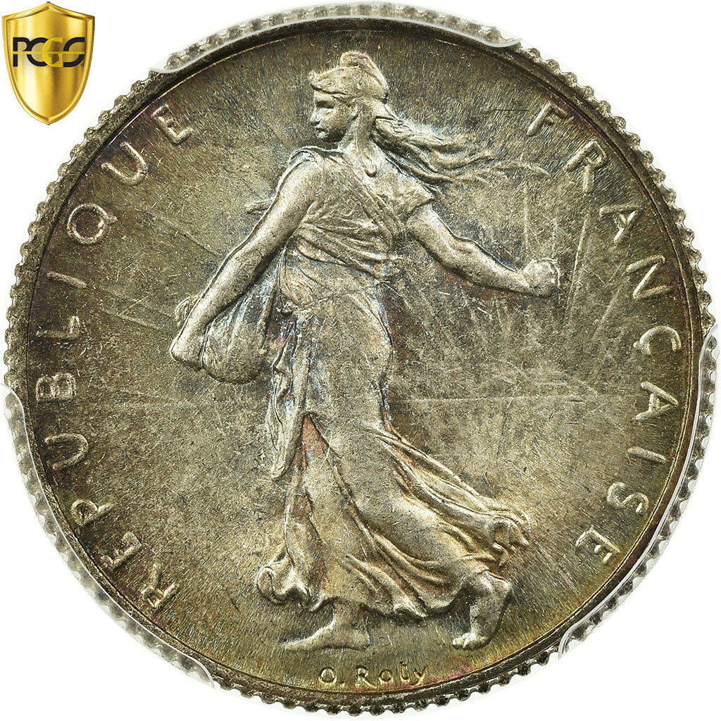 Coin, France, Semeuse, Franc, 1920, Paris, PCGS, MS65, Silver, KM:844.1, graded