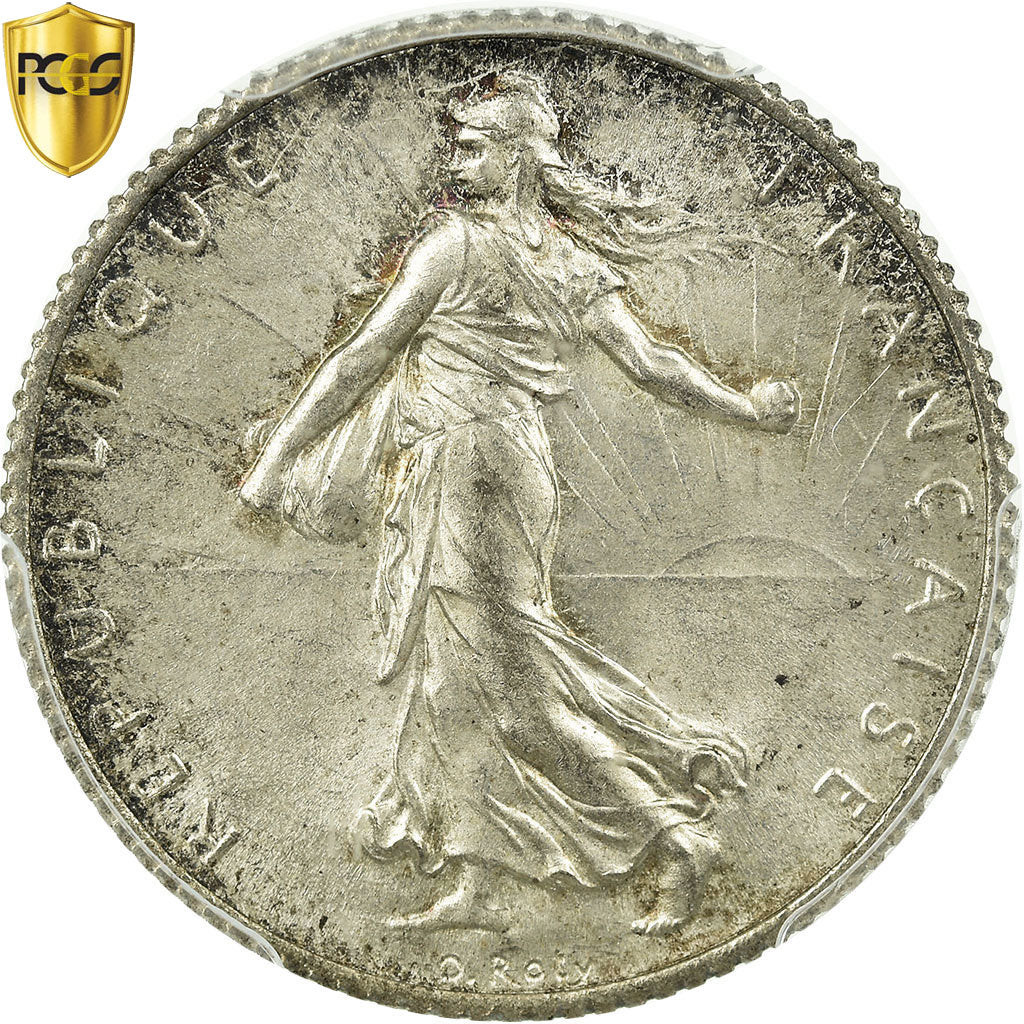 Coin, France, Semeuse, Franc, 1919, Paris, PCGS, MS65, Silver, KM:844.1, graded