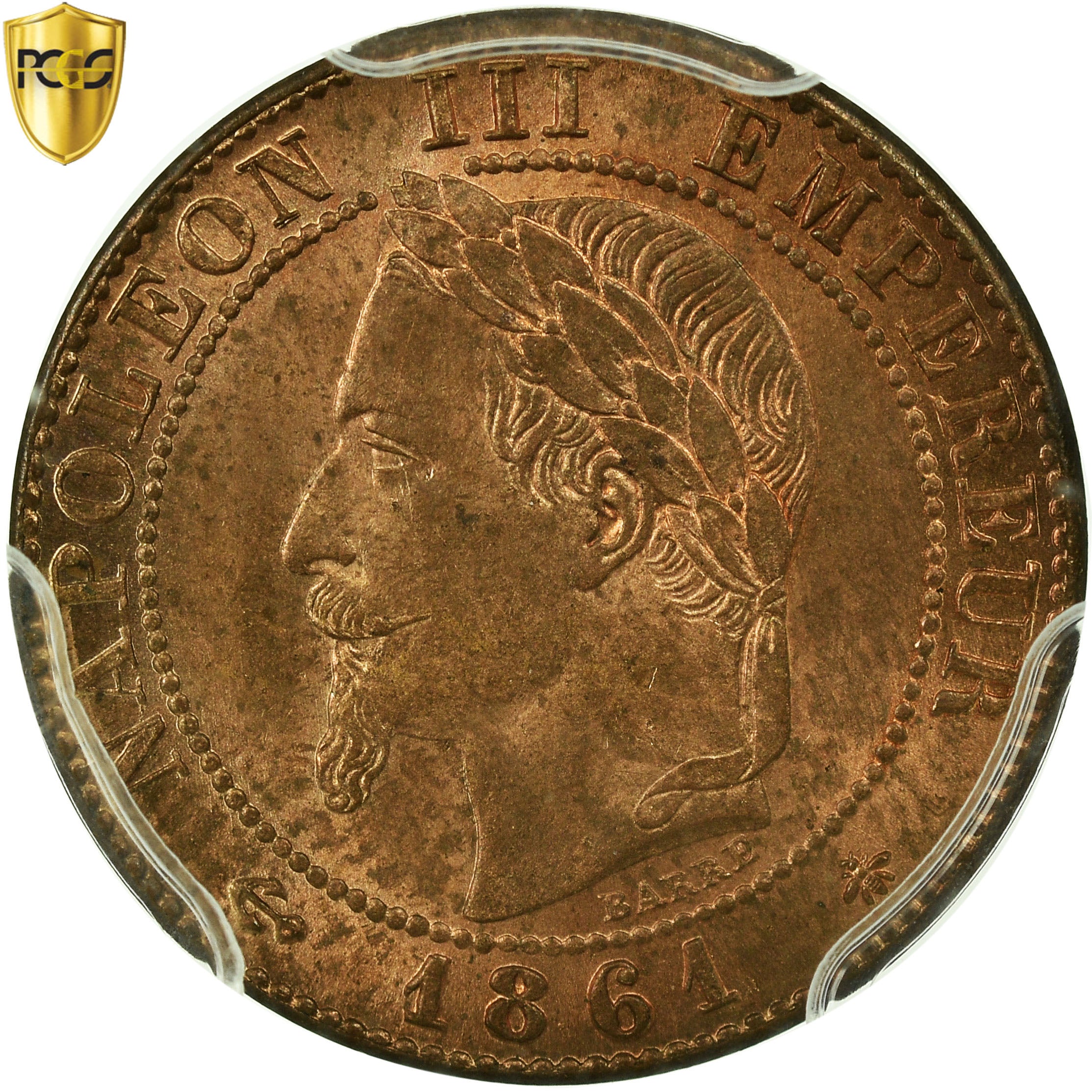 Moneta, Francia, Napoleon III, Napoléon III, Centime, 1861, Paris, PCGS