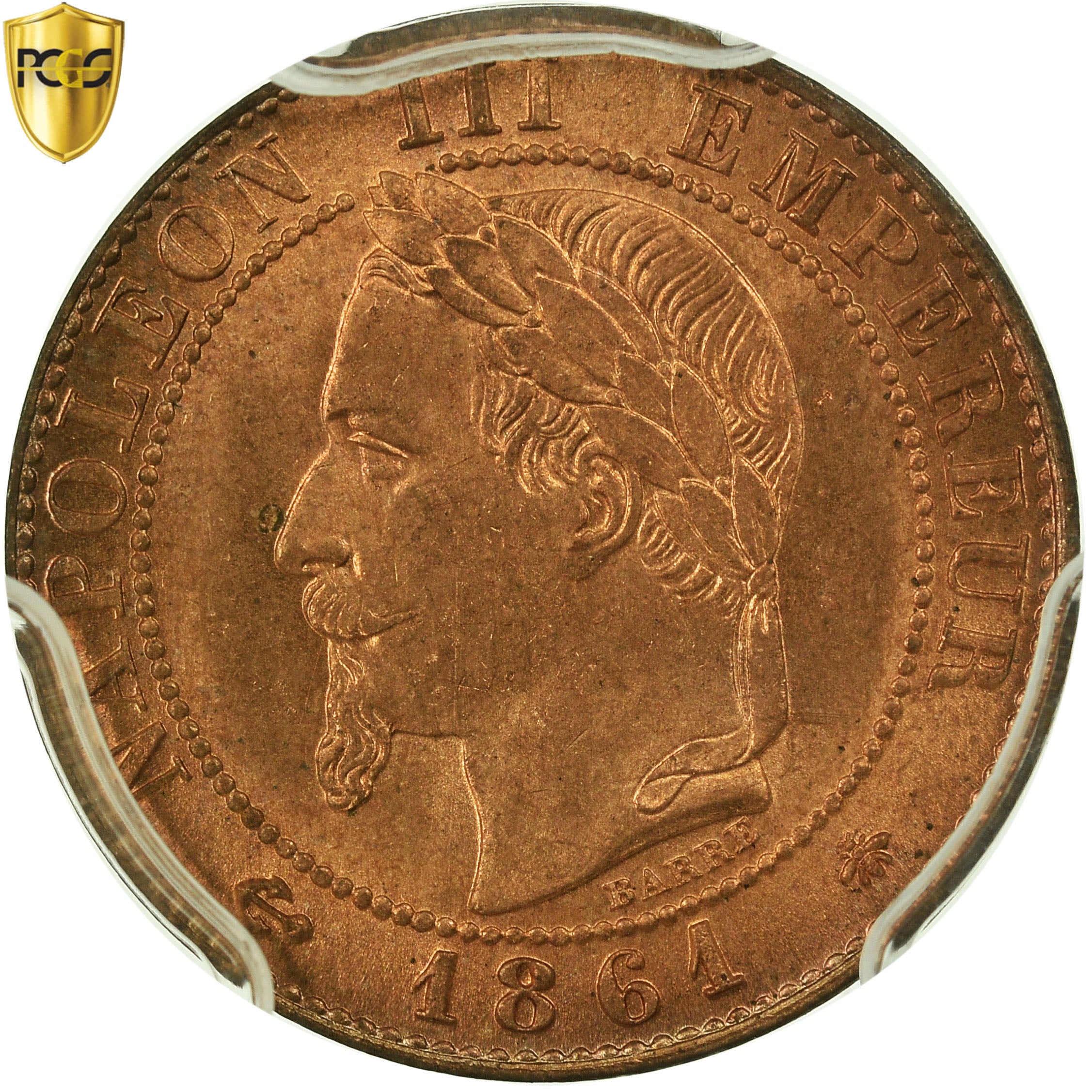 Monnaie, France, Napoleon III, Napoléon III, Centime, 1861, Paris, PCGS