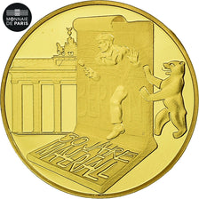 France, Monnaie de Paris, 5 Euro, Chute du Mur de Berlin, 2019, Or
