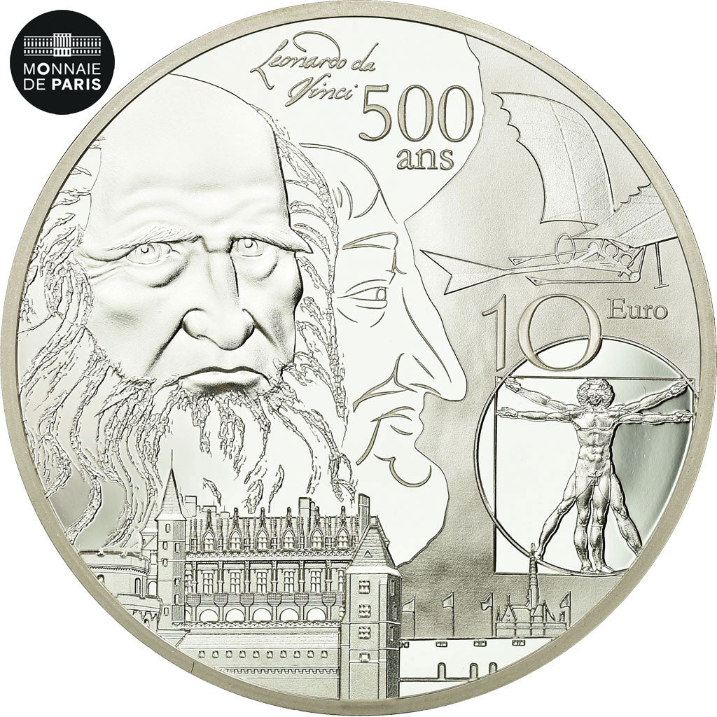 France, Monnaie de Paris, 10 Euro, Europa - Léonard de Vinci, 2019, Silver