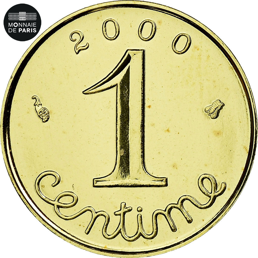 Coin, France, Épi, Centime, 2000, Paris, MS(65-70), Gold, KM:928a, Gadoury:91a