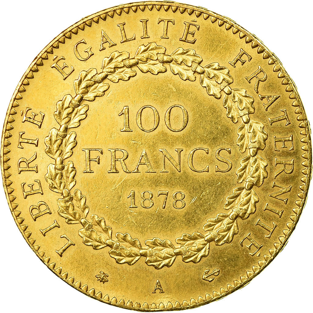 Moeda, França, Génie, 100 Francs, 1878, Paris, AU(50-53), Dourado, KM:832