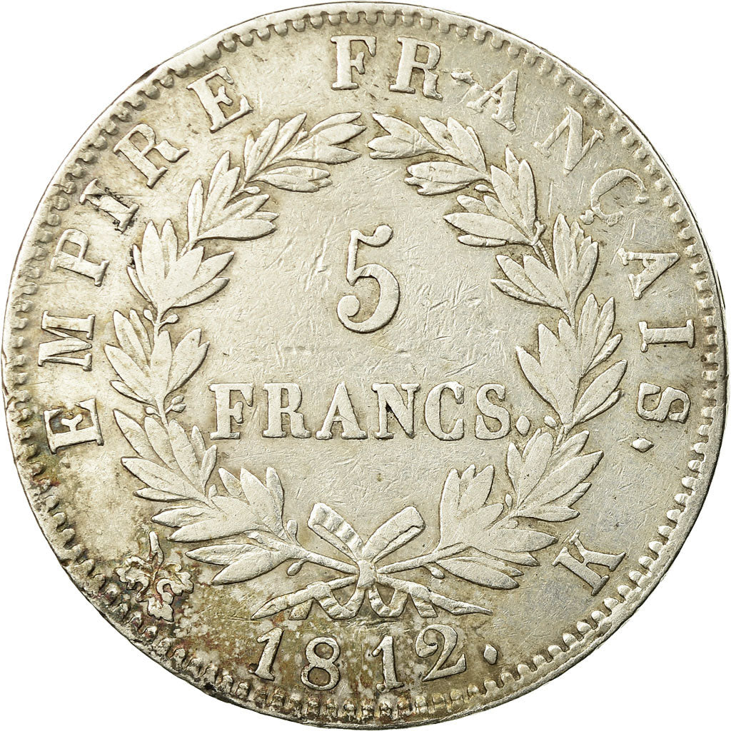 Coin, France, Napoléon I, 5 Francs, 1812, Bordeaux, EF(40-45), Silver