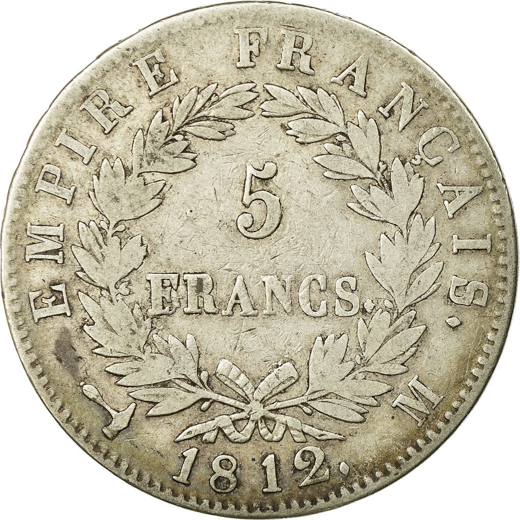 Coin, France, Napoléon I, 5 Francs, 1812, Toulouse, VF(20-25), Silver