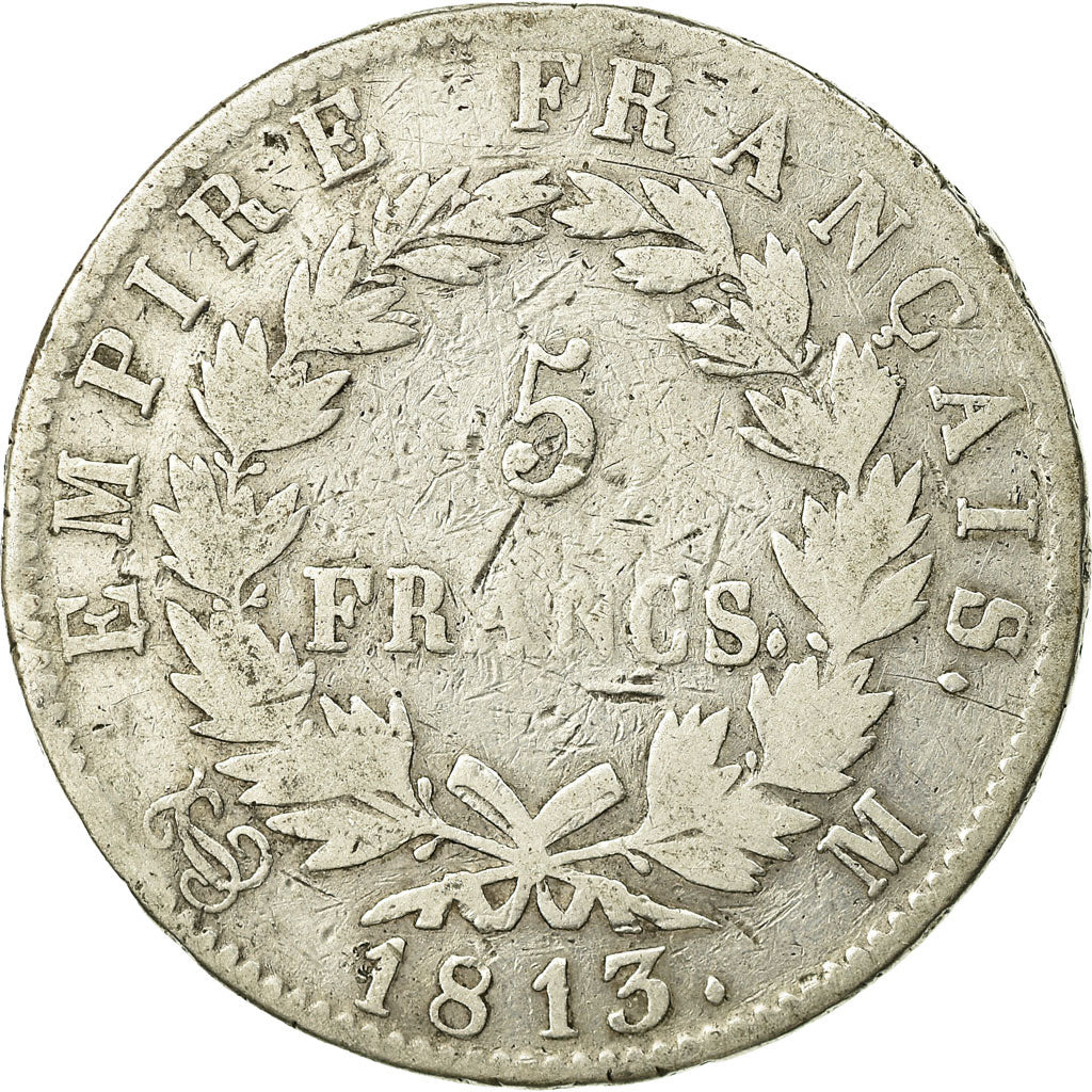 Munten, Frankrijk, Napoléon I, 5 Francs, 1813, Toulouse, FR, Zilver, KM:694.10