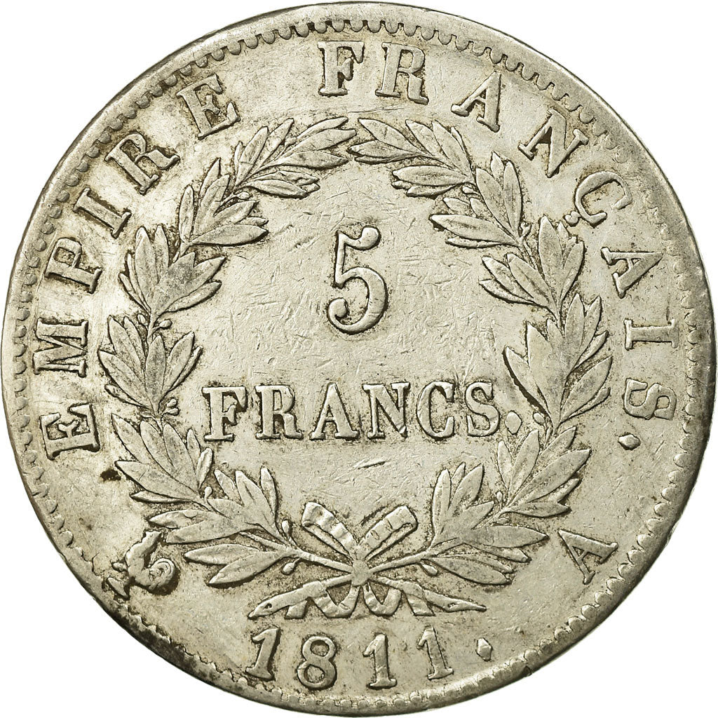 Moneta, Francja, Napoléon I, 5 Francs, 1811, Paris, EF(40-45), Srebro