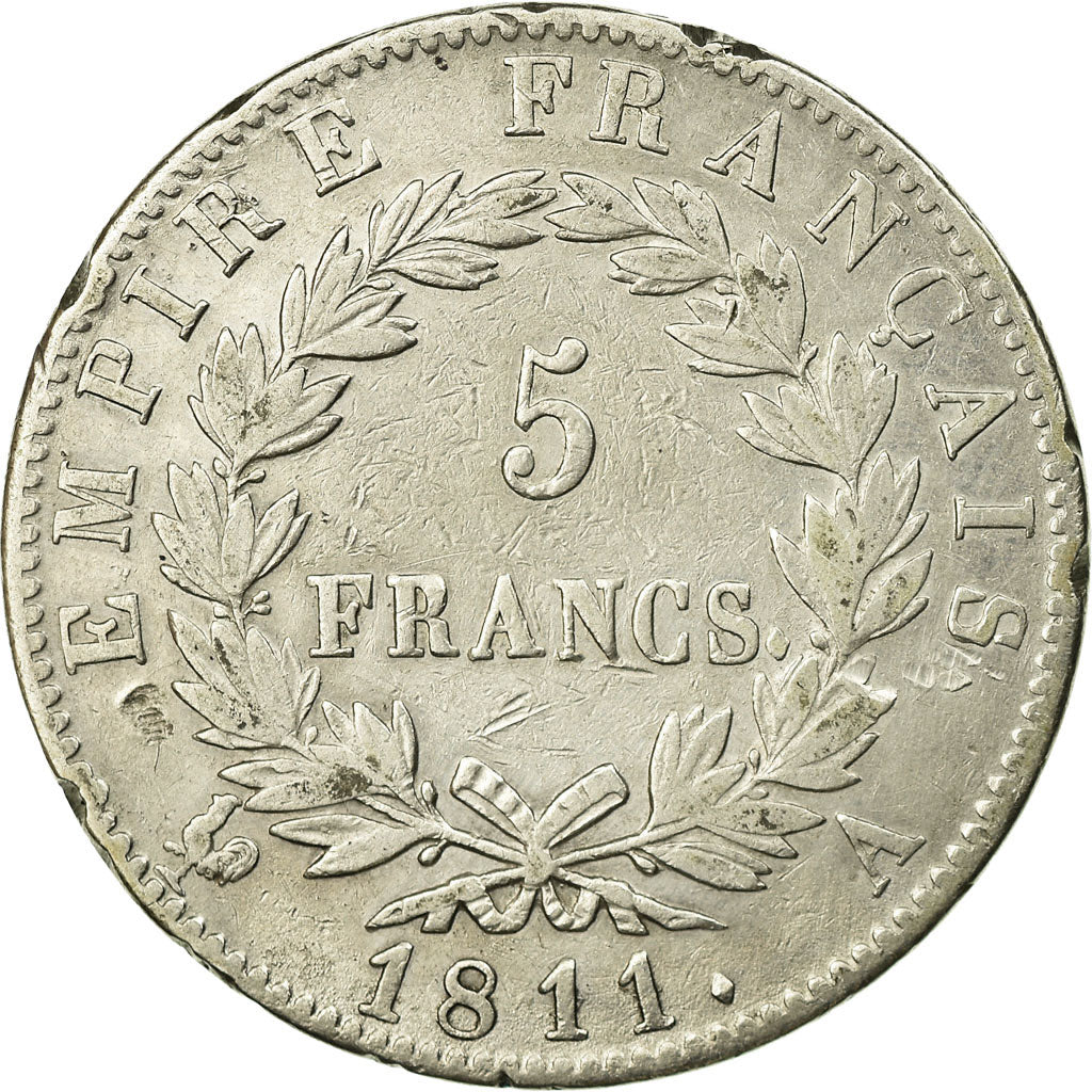 Coin, France, Napoléon I, 5 Francs, 1811, Paris, EF(40-45), Silver, KM:694.1
