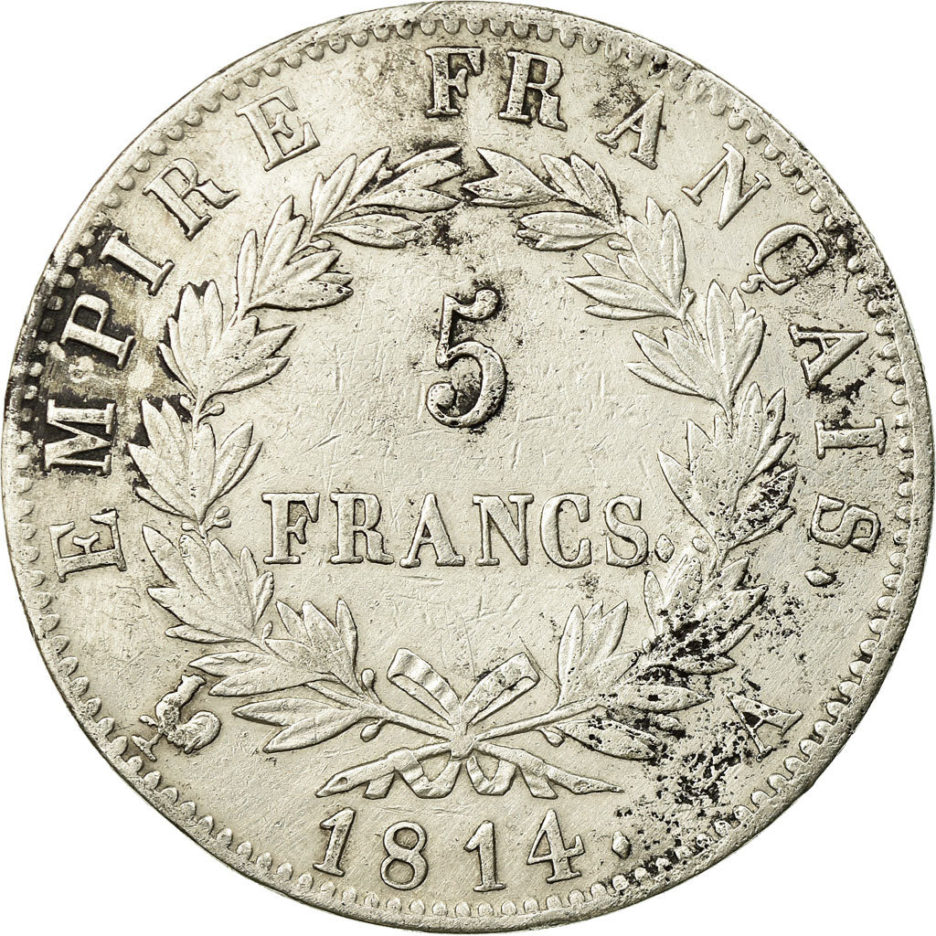 Coin, France, Napoléon I, 5 Francs, 1814, Paris, EF(40-45), Silver, KM:694.1