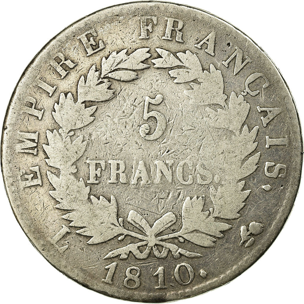 Münze, Frankreich, Napoléon I, 5 Francs, 1810, Bayonne, SGE+, Silber