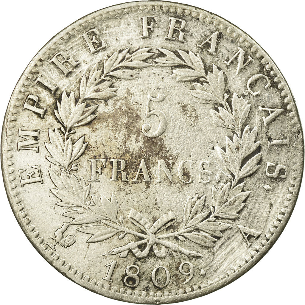 Coin, France, Napoléon I, 5 Francs, 1809, Paris, EF(40-45), Silver, KM:694.1
