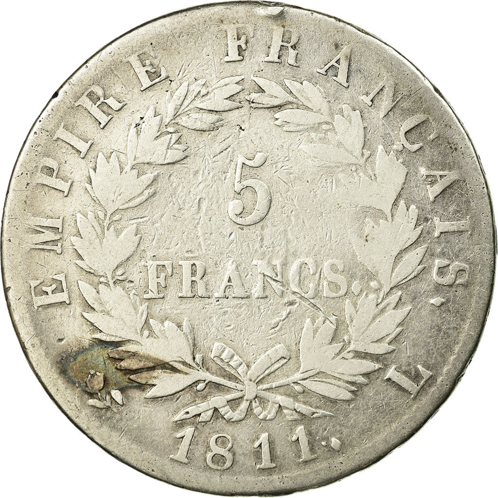 Monnaie, France, Napoléon I, 5 Francs, 1811, Bayonne, TB, Argent, Gadoury:584