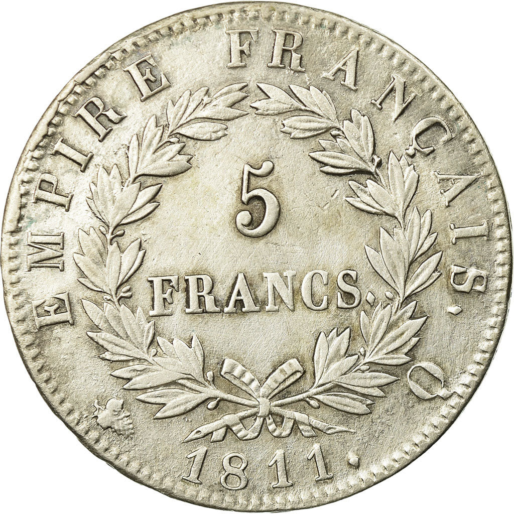 Moneta, Francja, Napoléon I, 5 Francs, 1811, Perpignan, F(12-15), Srebro