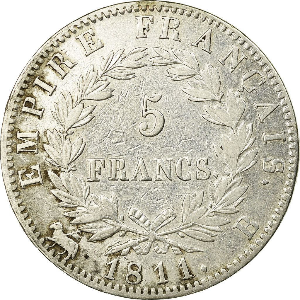 Moneta, Francja, Napoléon I, 5 Francs, 1811, Rouen, EF(40-45), Srebro