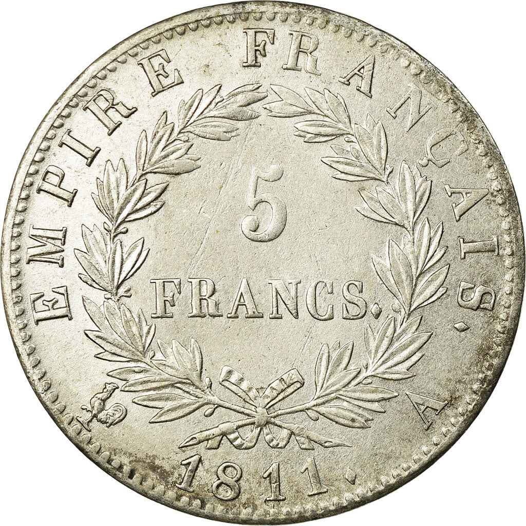 Moneta, Francia, Napoléon I, 5 Francs, 1811, Paris, BB+, Argento, KM:694.1