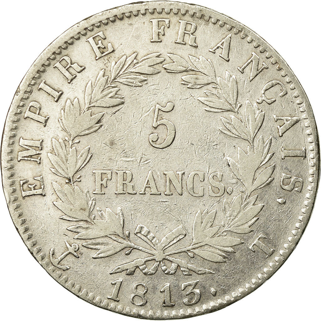 Moneta, Francja, Napoléon I, 5 Francs, 1813, Nantes, VF(30-35), Srebro
