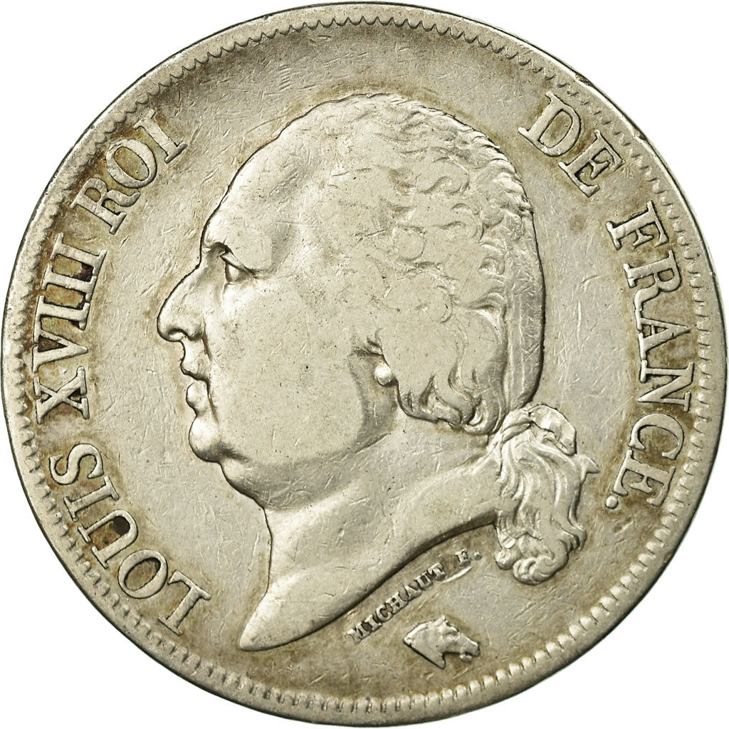 Coin, France, Louis XVIII, 5 Francs, 1824, Paris, VF(30-35)