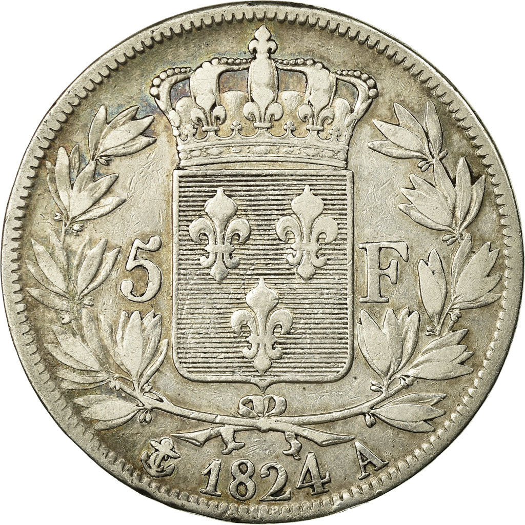 Coin, France, Louis XVIII, 5 Francs, 1824, Paris, VF(30-35)