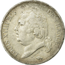 Moneta, Francia, Louis XVIII, 5 Francs, 1824, Limoges, MB, Argento, KM:711.6