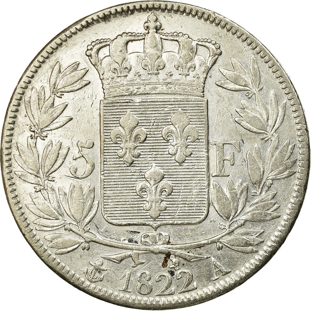 Coin, France, Louis XVIII, 5 Francs, 1822, Paris, EF(40-45)