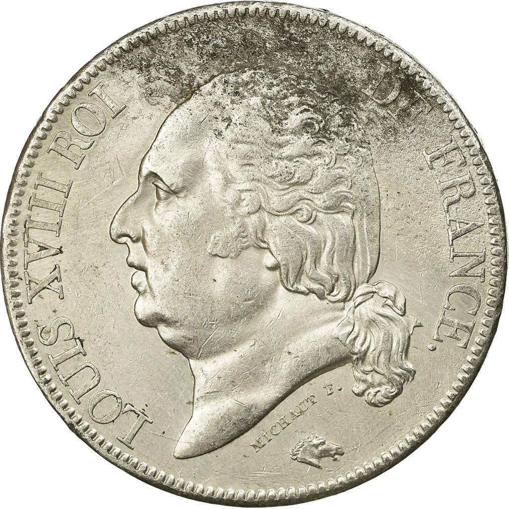 Coin, France, Louis XVIII, 5 Francs, 1816, Rouen, EF(40-45)