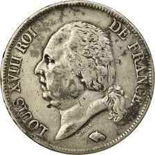Münze, Frankreich, Louis XVIII, 5 Francs, 1823, Lyons, S+, Silber, KM:711.4