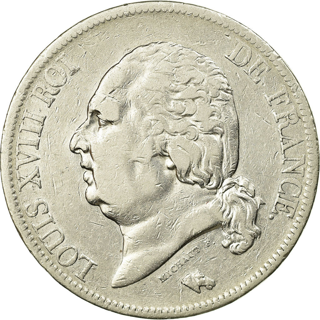 Coin, France, Louis XVIII, 5 Francs, 1817, Rouen, EF(40-45)