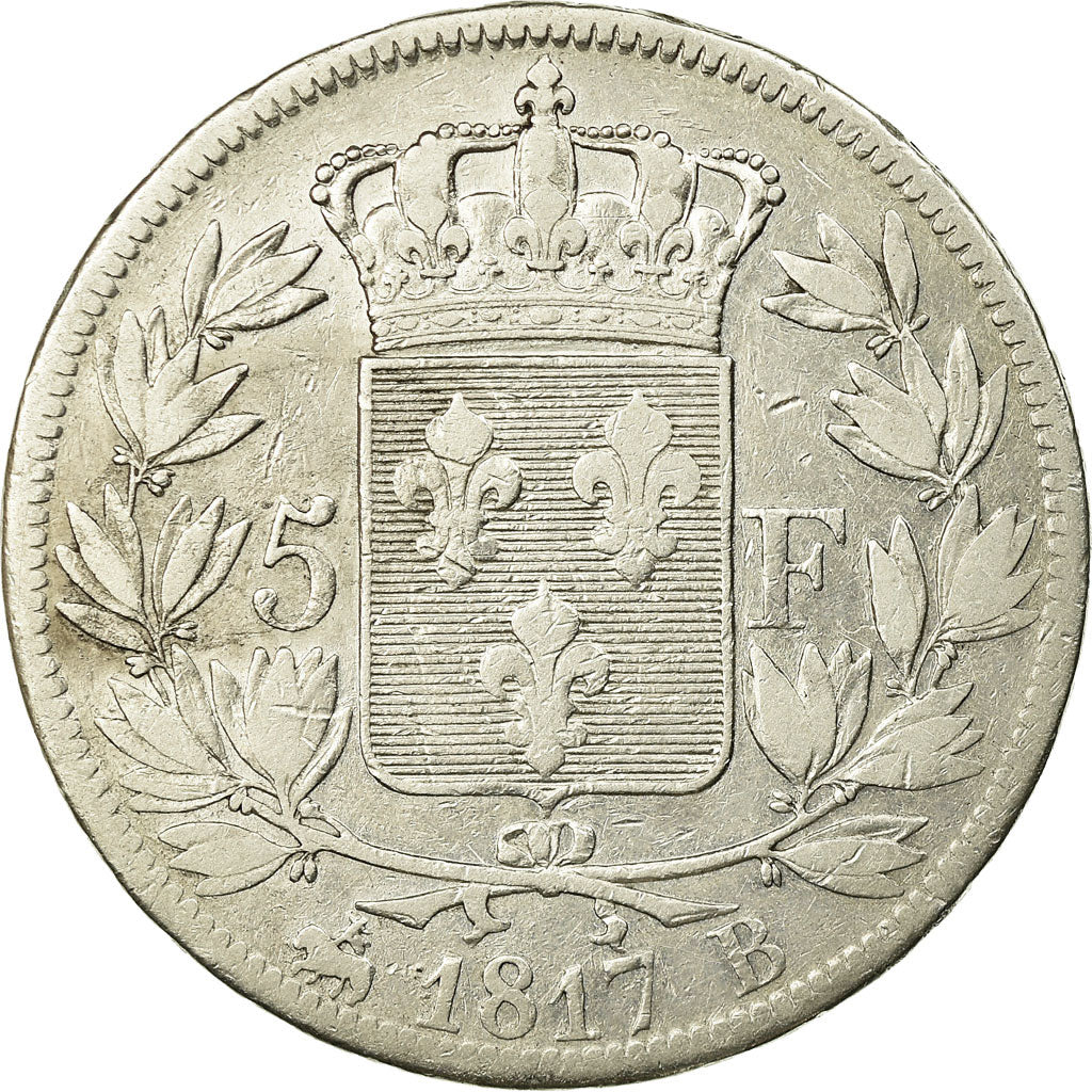 Coin, France, Louis XVIII, 5 Francs, 1817, Rouen, EF(40-45)