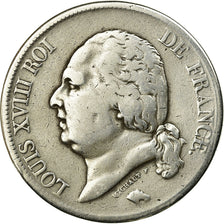 France, Louis XVIII, 5 Francs, 1818, Rouen, VF(30-35), Silver, KM:711.2
