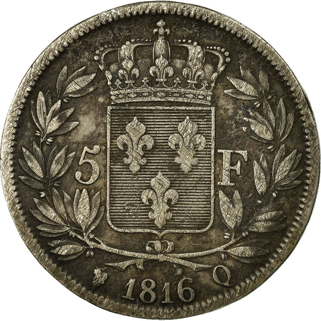 Münze, Frankreich, Louis XVIII, 5 Francs, 1816, Perpignan, S, Silber, KM:711.11
