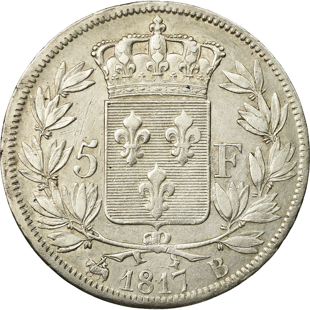 Coin, France, Louis XVIII, 5 Francs, 1817, Rouen, VF(30-35)