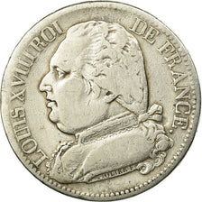 Coin, France, Louis XVIII, 5 Francs, 1814, Lyon, VF(20-25), Silver