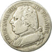 Coin, France, Louis XVIII, 5 Francs, 1814, Lyon, VF(20-25), Silver