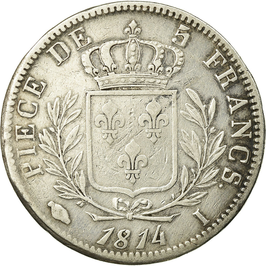 Coin, France, Louis XVIII, 5 Francs, 1814, Limoges, VF(30-35)