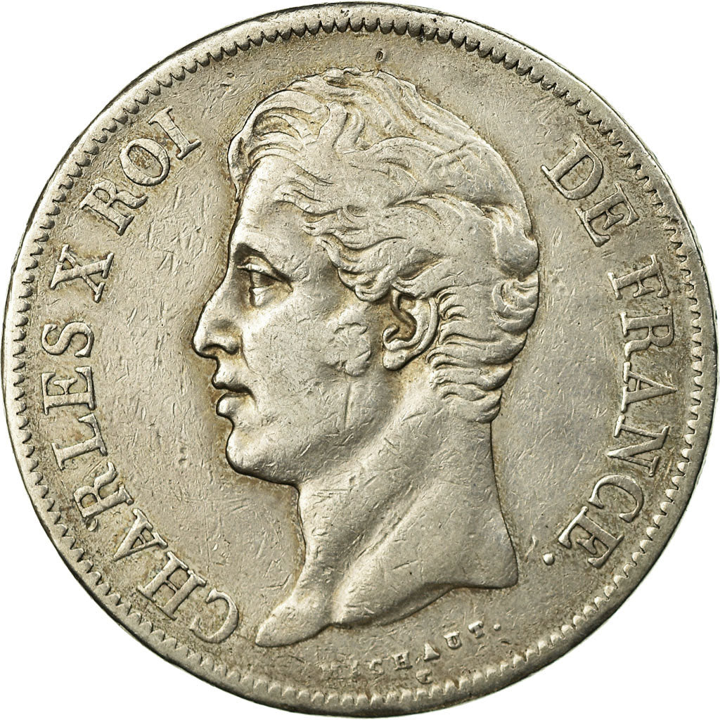 Coin, France, Charles X, 5 Francs, 1827, Paris, EF(40-45), Silver, KM:728.1