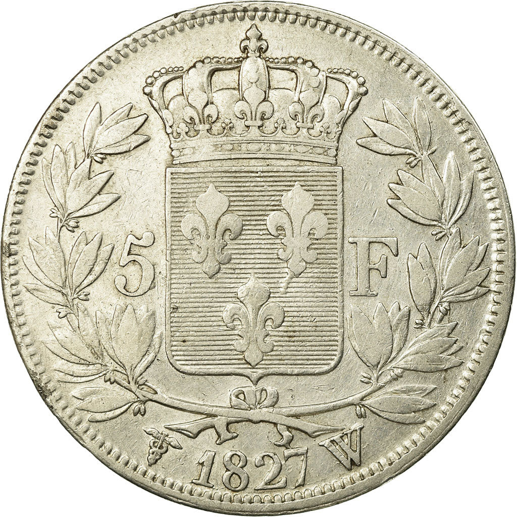 Munten, Frankrijk, Charles X, 5 Francs, 1827, Lille, FR+, Zilver, KM:728.13