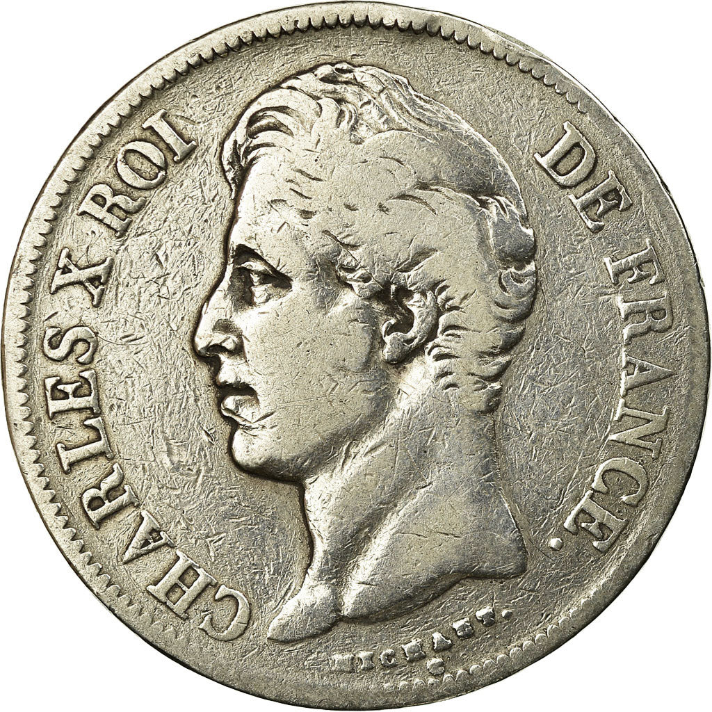 Munten, Frankrijk, Charles X, 5 Francs, 1828, Bordeaux, FR+, Zilver, KM:728.7