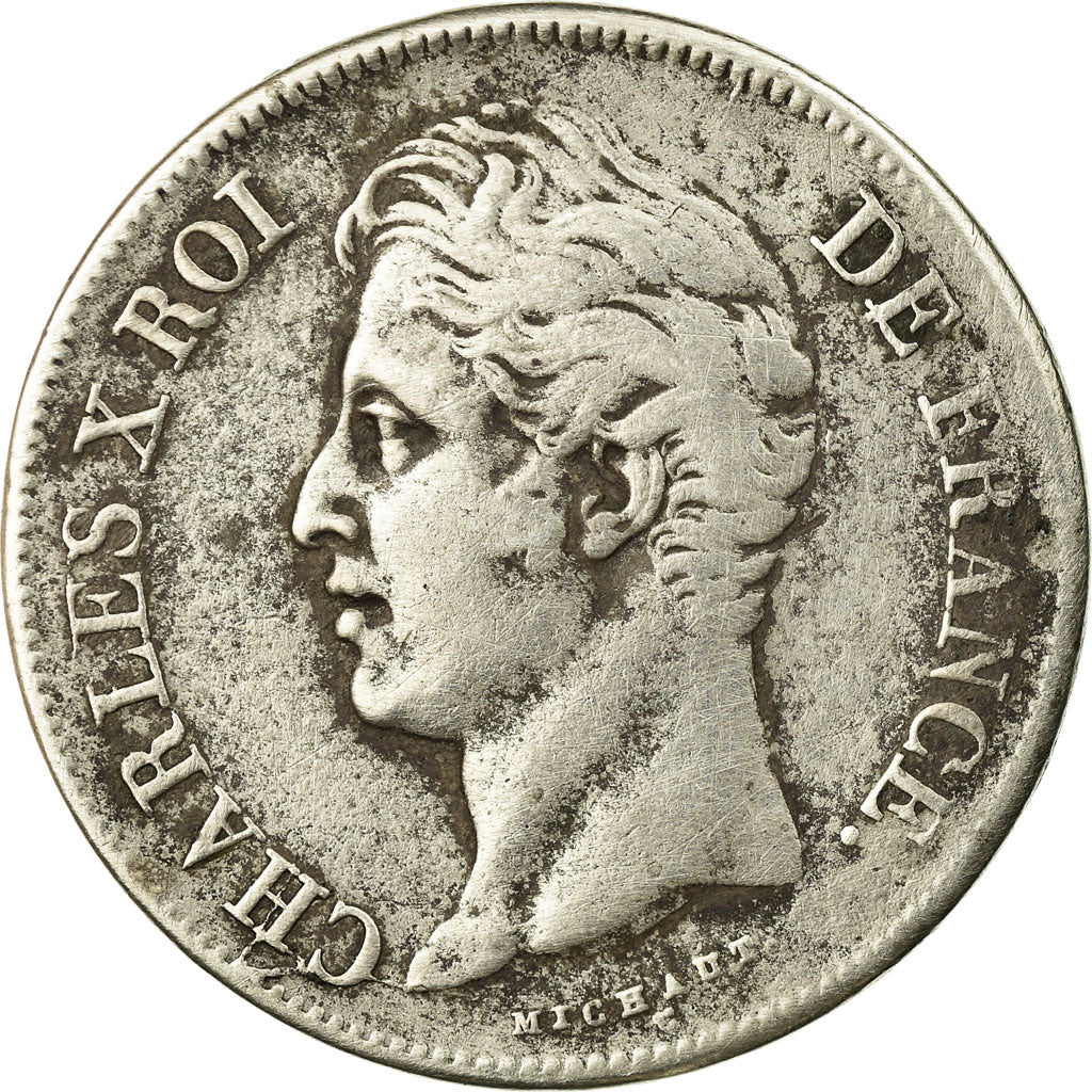 Monnaie, France, Charles X, 5 Francs, 1827, Bayonne, TB, Argent, Gadoury:644