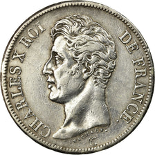 Moneta, Francia, Charles X, 5 Francs, 1825, Paris, V à l'envers, BB, Argento
