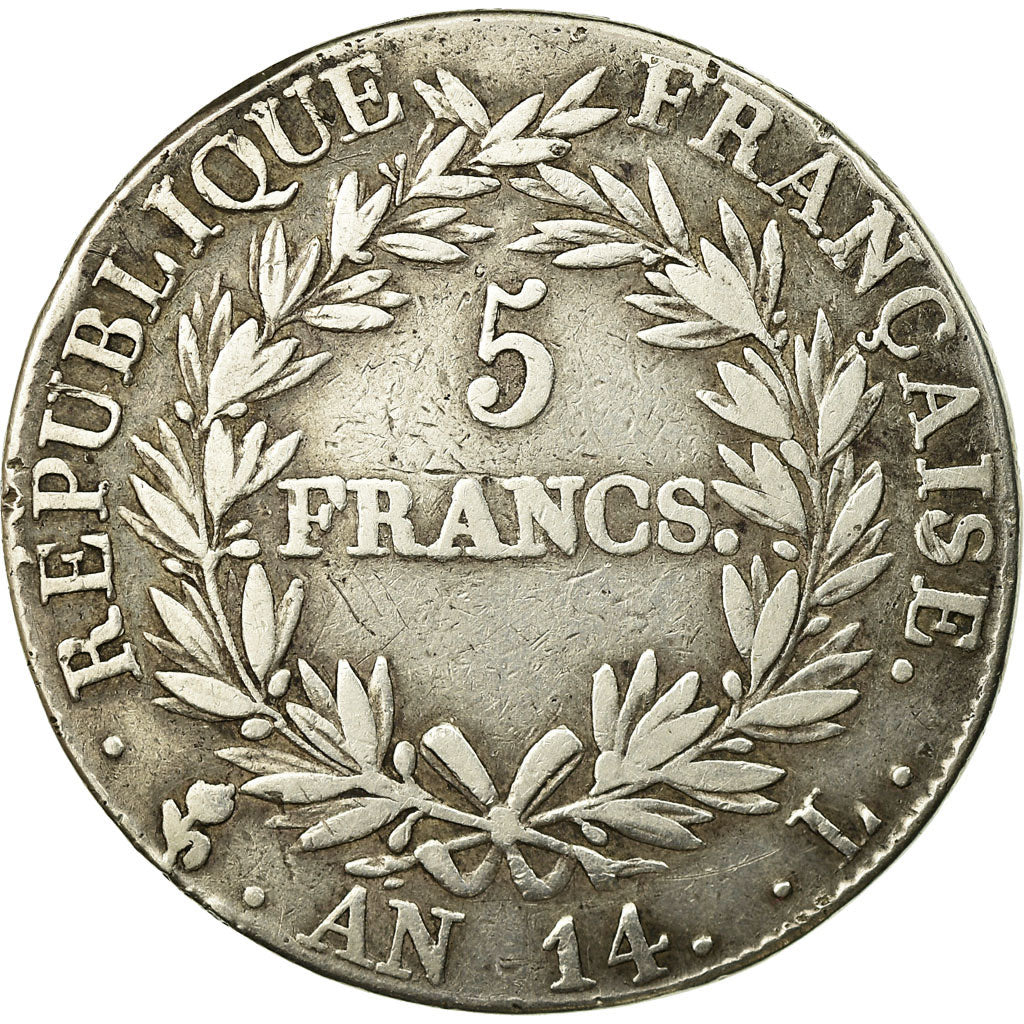 Coin, France, Napoléon I, 5 Francs, AN 14, Bayonne, VF(20-25), Silver