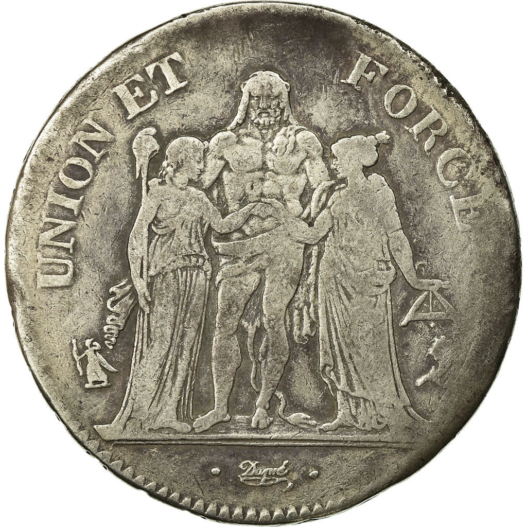 Coin, France, Union et Force, 5 Francs, AN 5, Paris, VF(20-25), Silver