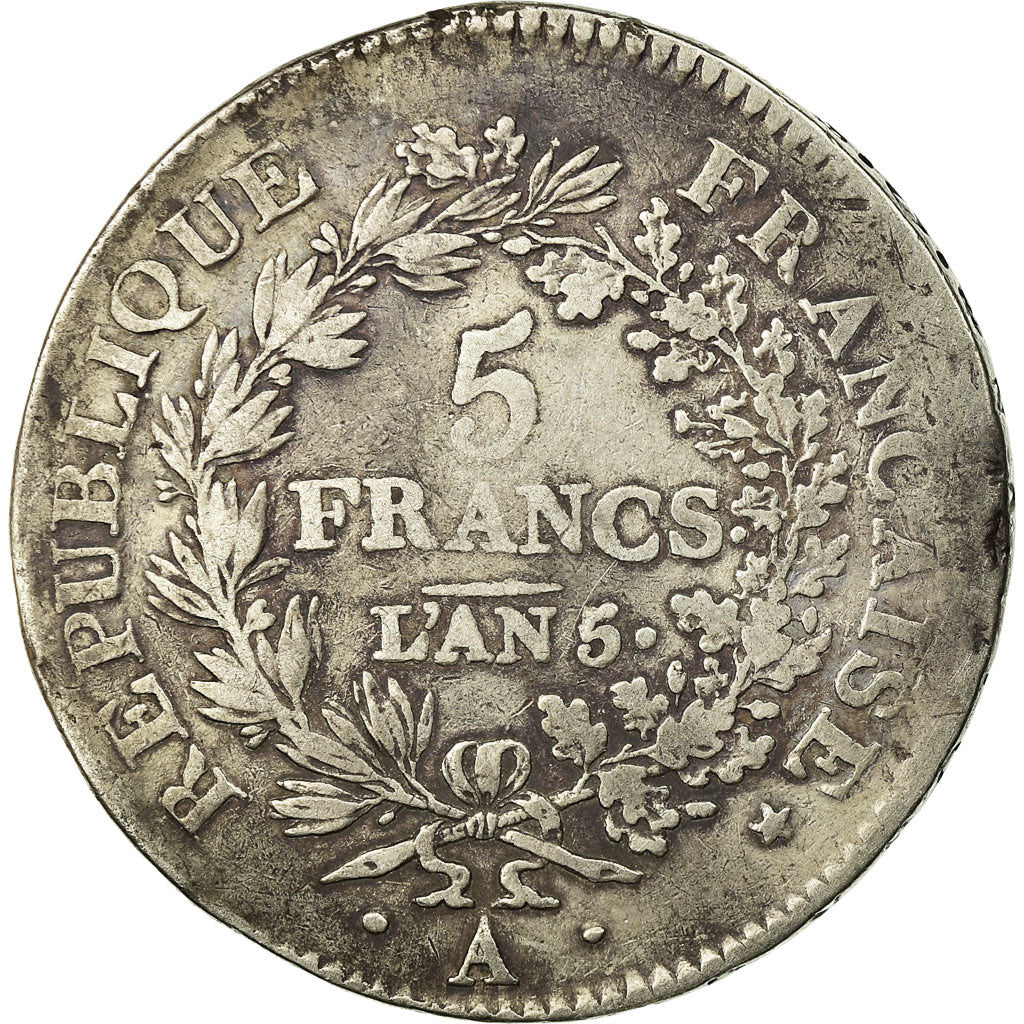 Coin, France, Union et Force, 5 Francs, AN 5, Paris, VF(20-25), Silver